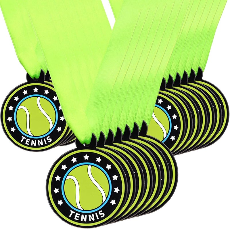 Loetere 24 Pcs Sport Ball Award Medals Bulk 2 Inch Rubber Ball Medals Trophies with Ribbons for Winner or Team Participation Gift - Image 1